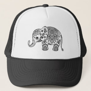 Casquette Illustration florale Paisley Cute Elephant