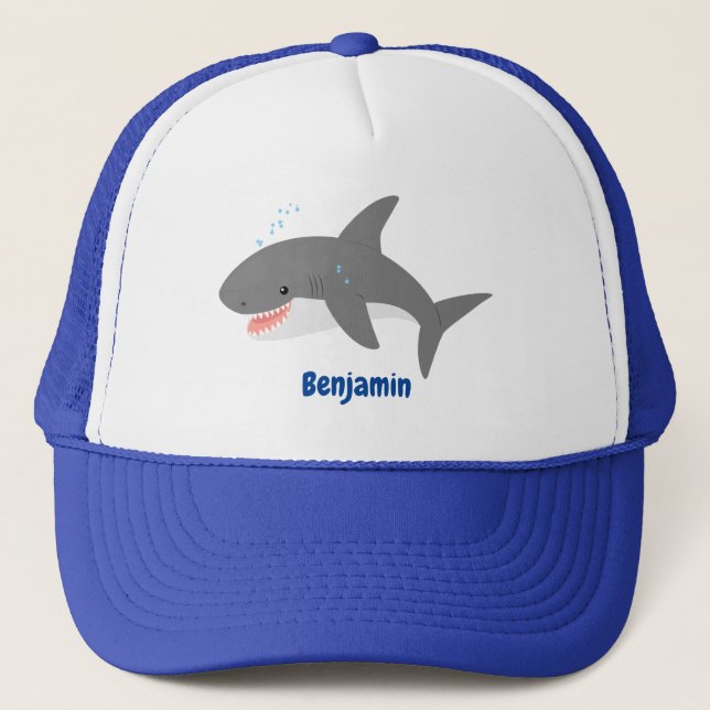 Casquette Illustration joyeuse du grand requin blanc (Devant)