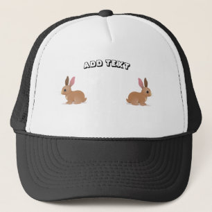 Casquette Image de lapin charmant avec ADD TEXT imprimé