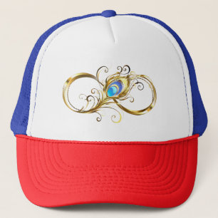 Casquette Infinité avec plume de paon doré