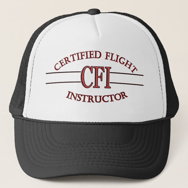 CASQUETTE INSTRUCTEUR DE VOL CERTIFIÉ ROUGE DE LOGO CFI (Devant)