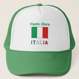 Casquette Italia et Drapeau Italien Personnalisation verte