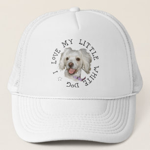 Casquette J'adore mon petit chien blanc Caniche / Bichon cro