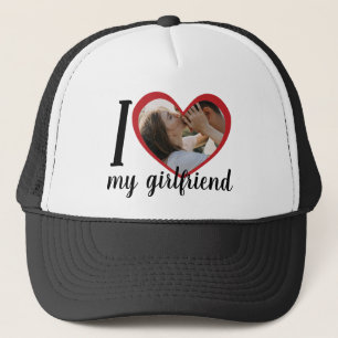 Casquette J'aime coeur ma petite amie photo personnalisée