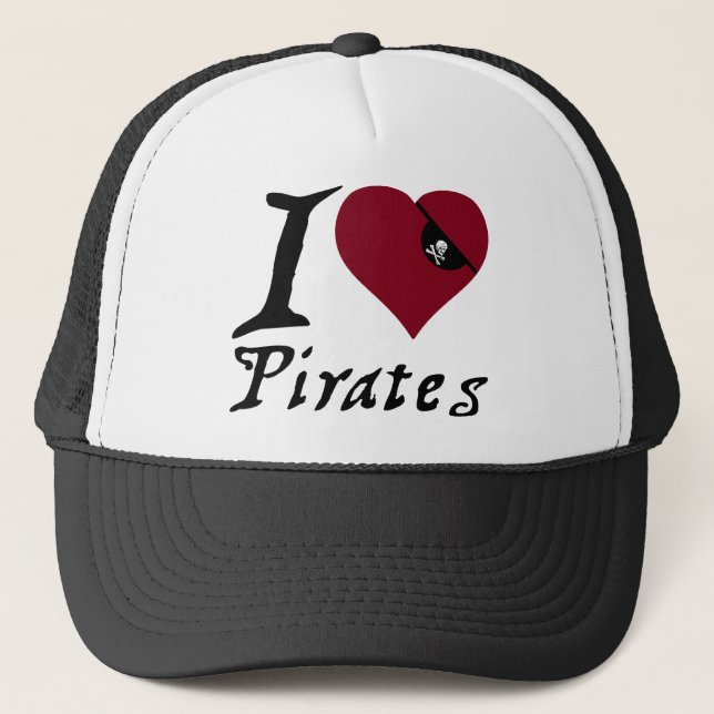 Casquette J'aime des pirates (de coeur) (Devant)