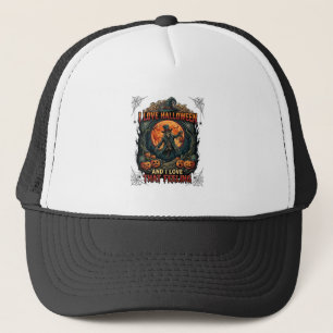 Casquette J'aime Halloween Squelette Épouvantail Pleine Lune