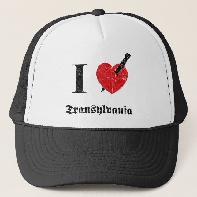 Casquette J'aime la Transylvanie (la police érodée par noir) (Devant)