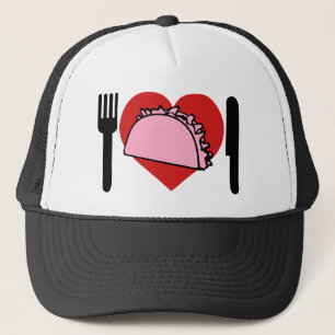 Casquette J'aime le coeur pour manger la fourchette rose de