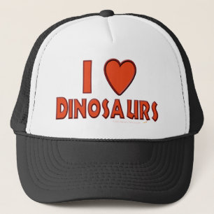 Casquette J'aime le rouge d'amant de dinosaure de dinosaures
