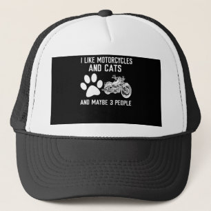 Casquette J'Aime Les Motos Et Les Chats Drôle Don D'Art