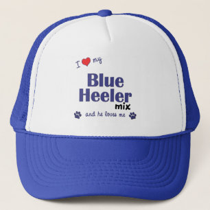 Casquette J'aime mon mélange bleu de Heeler (le chien