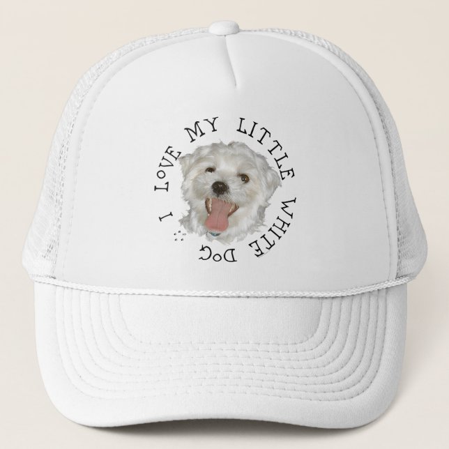 Casquette J'Aime Mon Petit Chien Blanc Maltais (Devant)