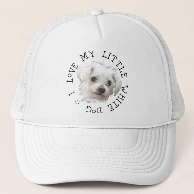 Casquette J'Aime Mon Petit Chien Blanc - Maltais (Devant)