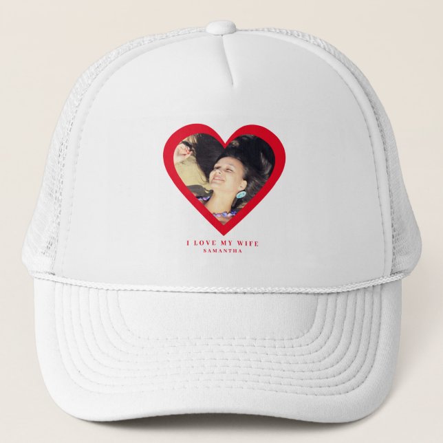 Casquette J'aime My Wife Photo personnalisée (Devant)