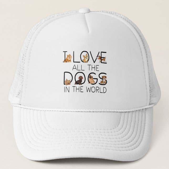 Casquette J'Aime Tous Les Chiens Dans Le Monde Cadeaux Amour (Devant)