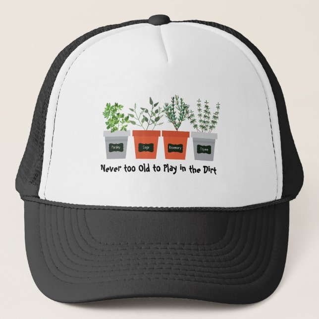 Casquette Jamais trop vieux pour jouer dans la citation du j (Devant)