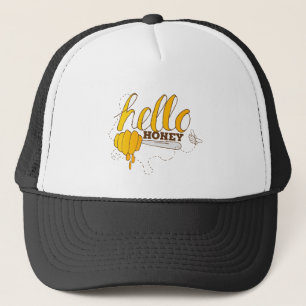 Casquette Jaune doré et Brown Hello Honey