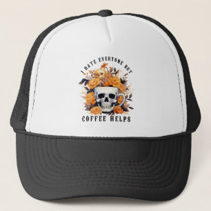 Casquette Je Déteste Tout Le Monde Mais Le Café Aide Skeleto