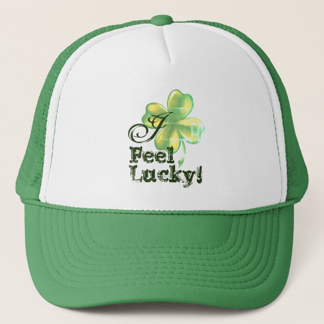 Casquette Je me sens chanceux, chapeau de camionneur de la S (Devant)