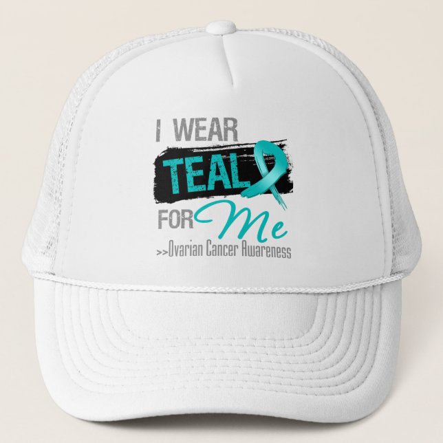 Casquette Je Porte Du Ruban Turquoise Pour Moi - Cancer De L (Devant)