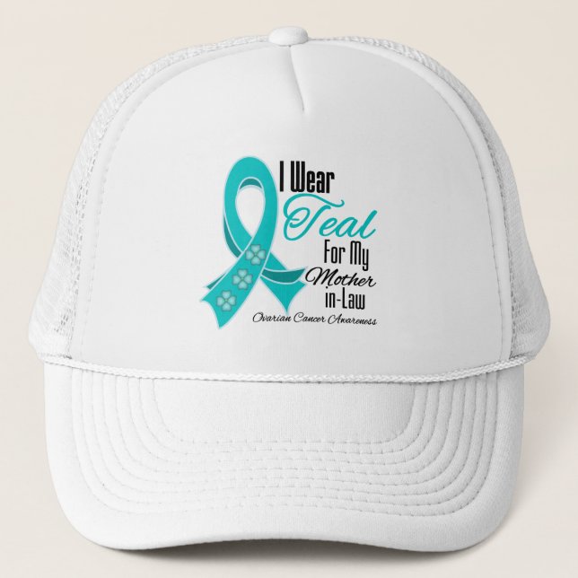 Casquette Je porte le ruban Turquoise Cancer de l'ovaire Mèr (Devant)