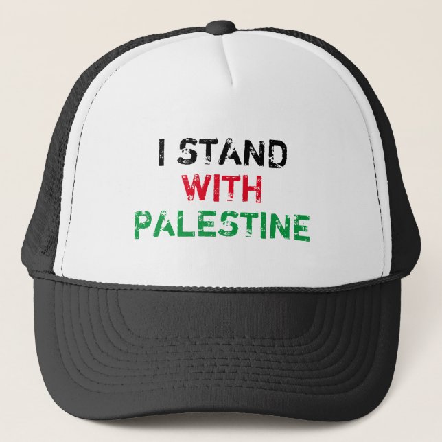 Casquette Je suis avec Palestine noir rouge vert grunge text (Devant)