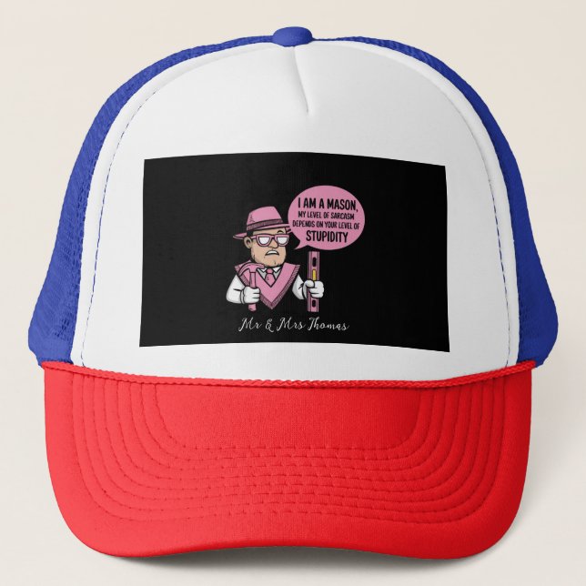 Casquette Je suis un mason Mon niveau de sarcasme dépend (Devant)