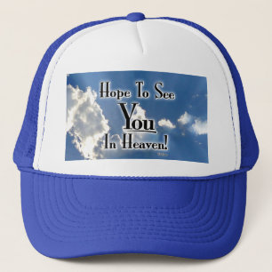 Casquette J'espère vous voir au Ciel ! avec des nuages