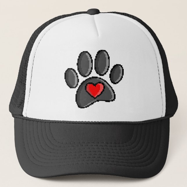 Casquette Jeu vidéo Retro 80s 8 bits Pixel Art Chien Paw (Devant)
