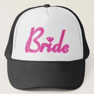 Casquette Jeune mariée avec Bling - rose
