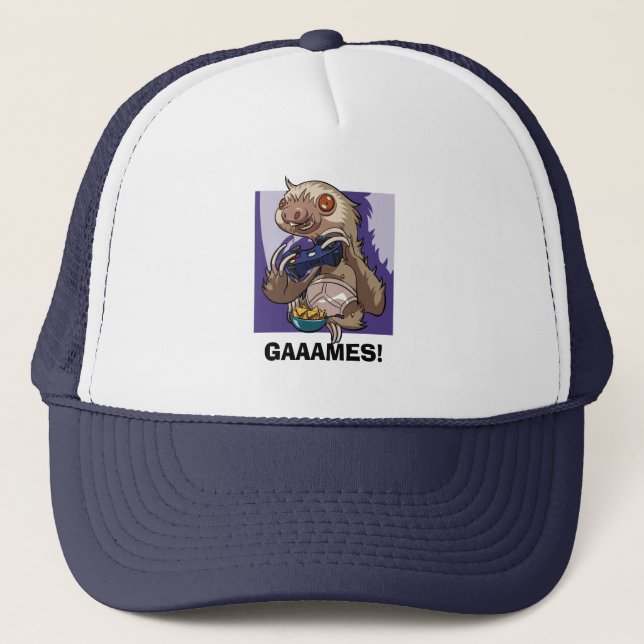 Casquette JEUX ! Gamer Sloth Manger Nachos En Sous-Pantalons (Devant)