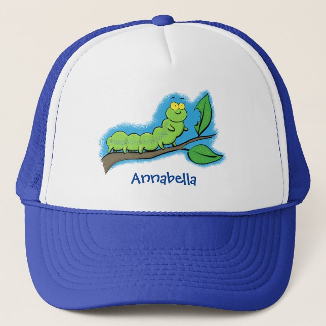 Casquette Joli dessin animé de chenille verte mignonne (Devant)