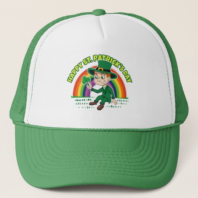 Casquette Joli dessin animé leprechaun avec shamrock et arc- (Devant)