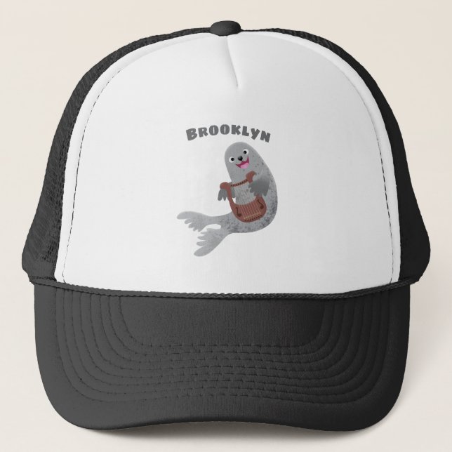 Casquette Joli dessin animé sur le phoque du Groenland (Devant)