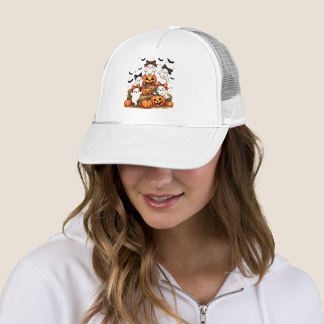 Casquette Joli Fantômes D'Halloween En Coquette Bows Et Citr (En situation)