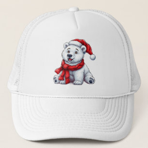 Casquette Joli ours polaire avec un chapeau et une écharpe d