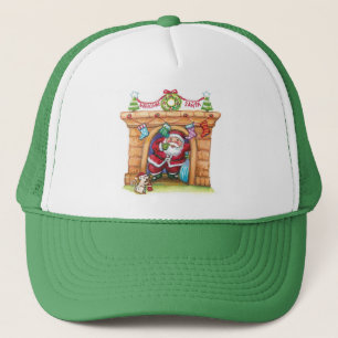 Casquette Joli Père Noël de dessin animé descendant la chemi