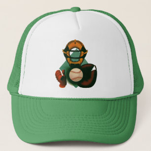 Casquette Joueur de baseball vintage, receveur avec gant