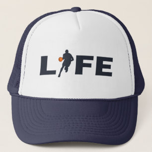 Casquette joueur de basket-ball dribble avec balle orange