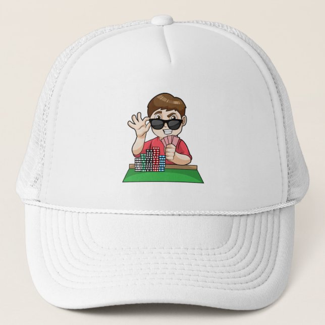 Casquette Joueur de poker au Poker avec lunettes de soleil (Devant)