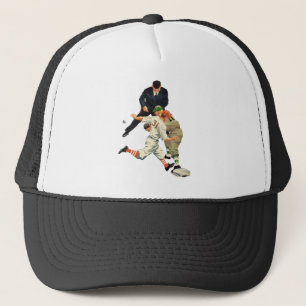 Casquette Joueurs de baseball vintage en sécurité au marbre