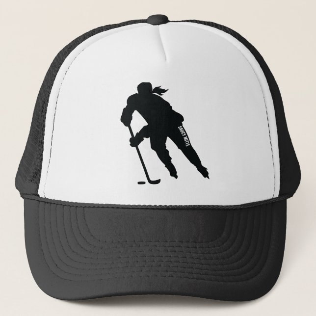 Casquette Joueuse de hockey sur glace Silhouette Trucker Hat (Devant)