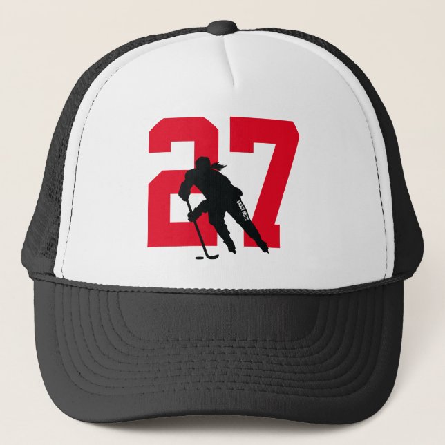 Casquette Joueuse de hockey sur mesure féminine nombre noir  (Devant)