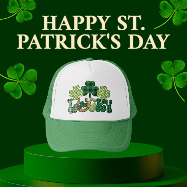 Casquette Jour de la Saint Patrick vert Lucky (Green Lucky St Patricks Day Trucker Hat)