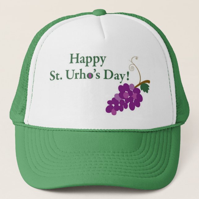 Casquette Jour de St Urho heureux ! avec des raisins (Devant)