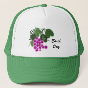 Casquette Jour des terres. raisins violets et feuilles verts