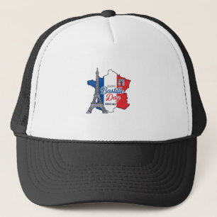 Casquette Joyeux 14 juillet France Carte Tour Eiffel Vector_