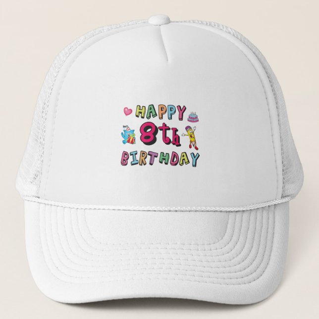 Casquette Joyeux 8e anniversaire. Surprise de 8 ans (Devant)