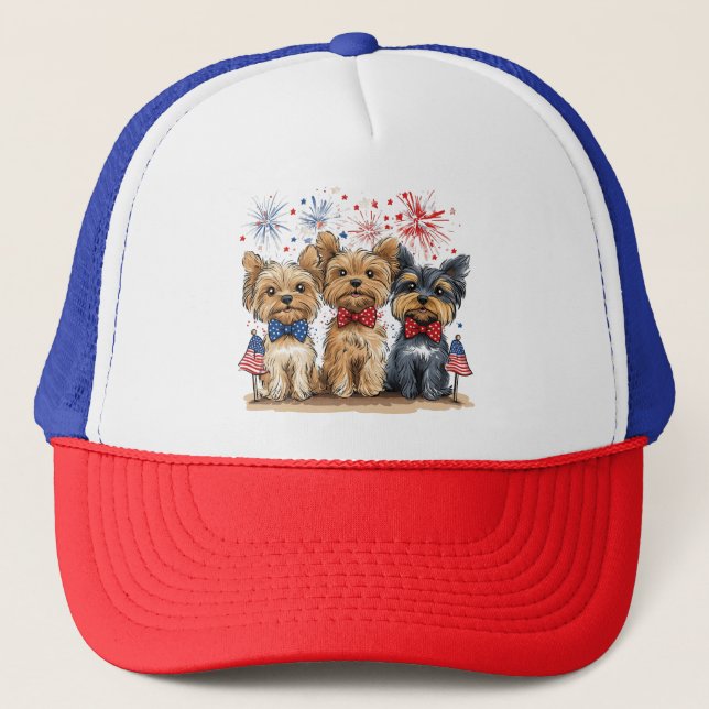 Casquette Joyeux Chiens 4 juillet Yorkshire Terrier (Devant)