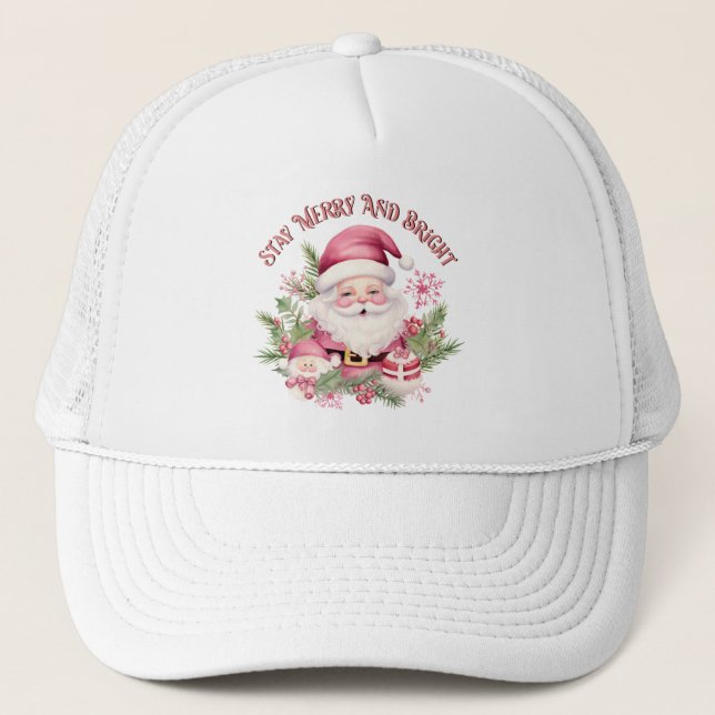 Casquette Joyeux et lumineux - Père Noël rose (Devant)